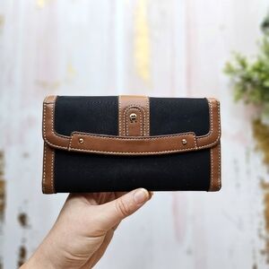 Rare VTG Etienne Aigner Long Wallet Multi Card Black Brown Luxury Designer Purse